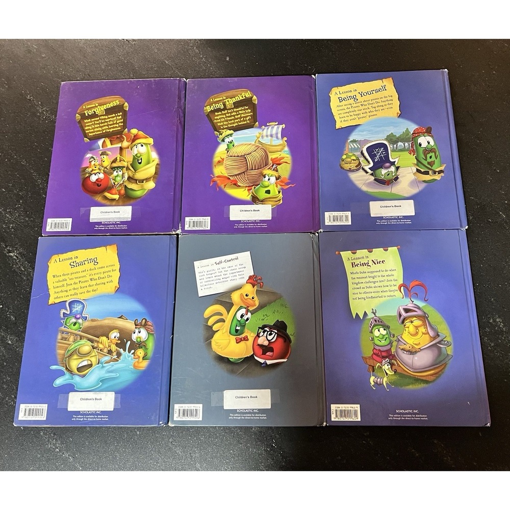 VeggieTales Kids Book Lot of 6 Scholastic Hardcover Christian Children's Books‎ - Picture 2 of 12